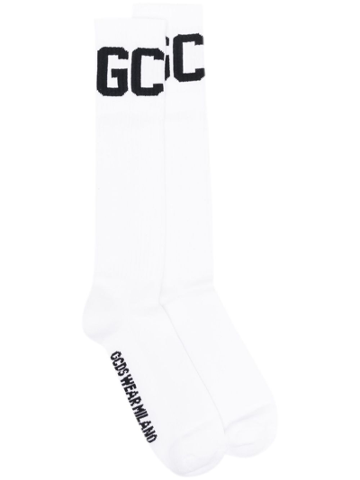 GCDS LOGO-JACQUARD RIBBED SOCKS