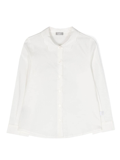 Il Gufo Kids' Ruffled-collar Poplin Shirt In White