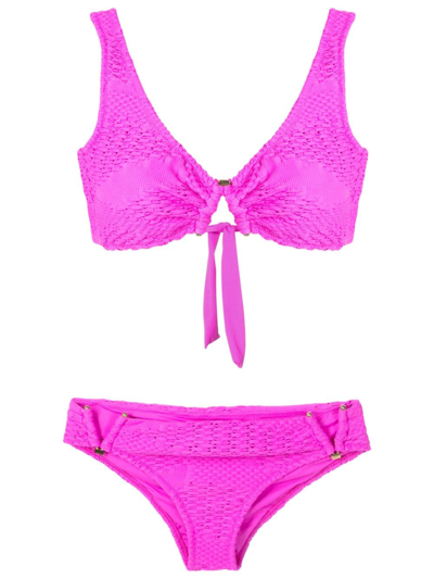 Amir Slama Woven Cut-out Bikini Set In Pink