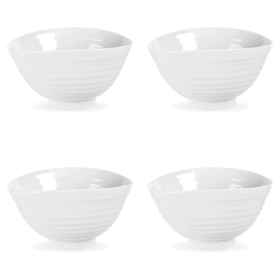 Portmeirion Sophie Conran Celadon Small Footed Bowl Set Of 4 In White