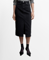 Mango Denim Midi-skirt Black Denim In Open Gray