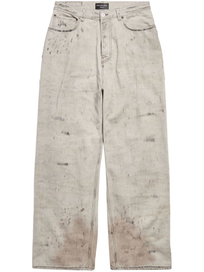 Balenciaga Super Destroyed Straight Jeans In White