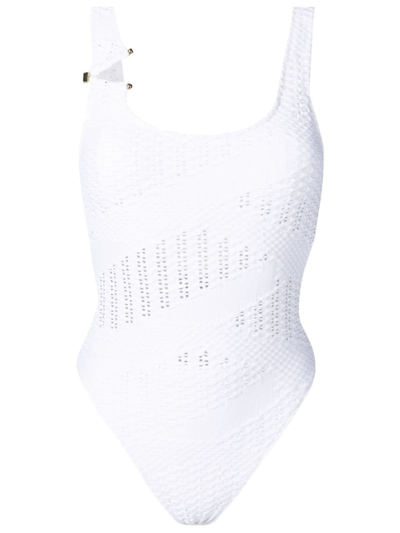 Amir Slama Open-knit Square-neck One-piece In White