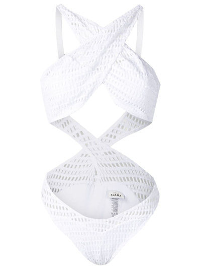 Amir Slama Open-knit Crossover-straps One-piece In White