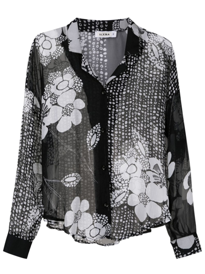 Amir Slama Floral-print Silk Shirt In Black