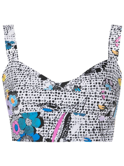 Amir Slama Graphic-print Sweetheart-neck Top In Multicolour