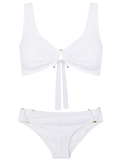 Amir Slama Plunge-style Stretch Bikini In White