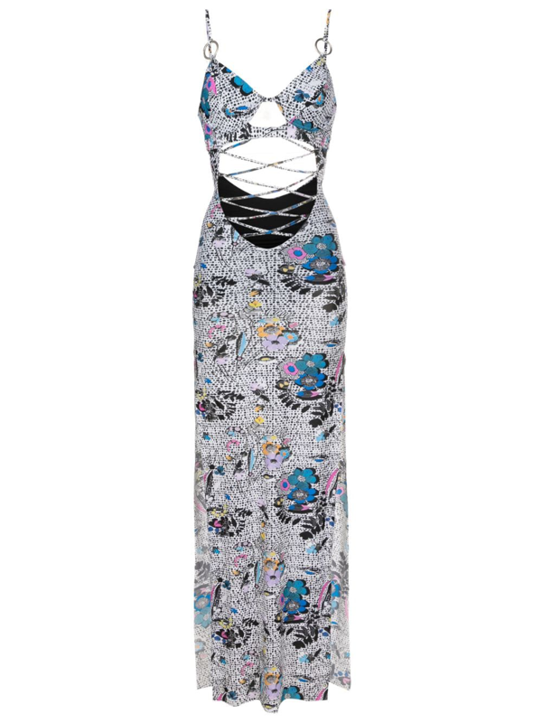 Amir Slama sheer-finish belted-waist maxi dress - Blue