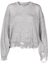 R13 Distressed Merino-wool Jumper In Grey