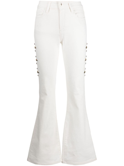 Madison.maison Stud-embellished Flared Jeans In White