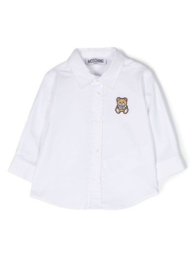 Moschino Kids' Teddy Bear-motif Cotton Shirt In White