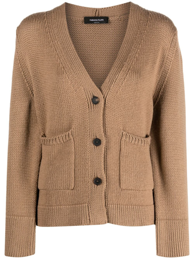 Fabiana Filippi V-neck Virgin-wool Cardigan In Beige