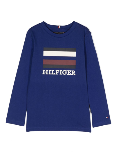 Tommy Hilfiger Junior Kids' Logo-print Cotton Sweatshirt In Blue