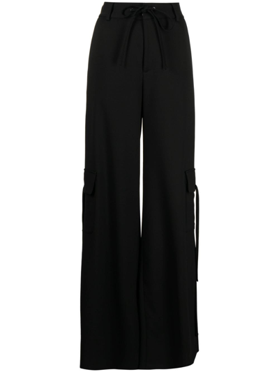 Monse High-waist Side-slit Cargo Trousers In Black