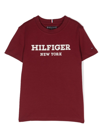 Tommy Hilfiger Junior Kids' Logo-print Cotton T-shirt In Red