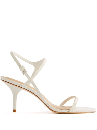 Reformation Genni Strappy Skinny Heel Sandal In White Patent