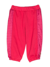Emporio Armani Cotton Houndstooth-print Track Trousers In Pink