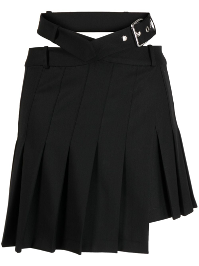 Monse Pleated Asymmetric Mini Skirt In Black