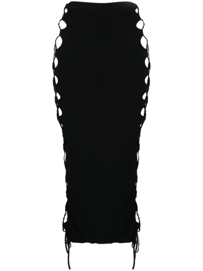Monse Lace-up Detailed Knitted Skirt In Black