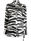 Monse Zebra-print Slashed-detail Silk Shirt In Black White