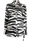 Monse Zebra-print Slashed-detail Silk Shirt In White