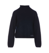 Apc Navy Turtleneck Sweater In Wool In Blue