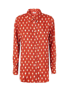 Alberto Biani Printed Silk Twill Shirt In Red