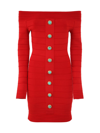 Balmain Button-front Mini Dress In Red