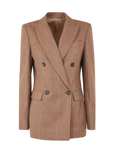 Brunello Cucinelli Double Breasted Blazer Jacket In Rust Brown