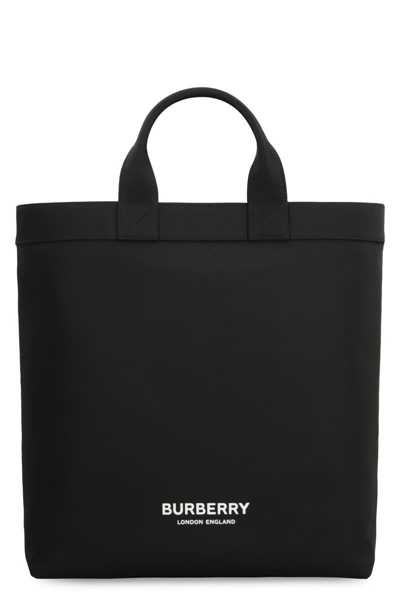 Burberry Logo Detailed Tote Bag In Black
