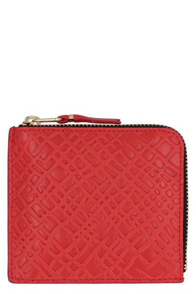 Comme Des Garçons Leather Zipped Coin Purse In Red