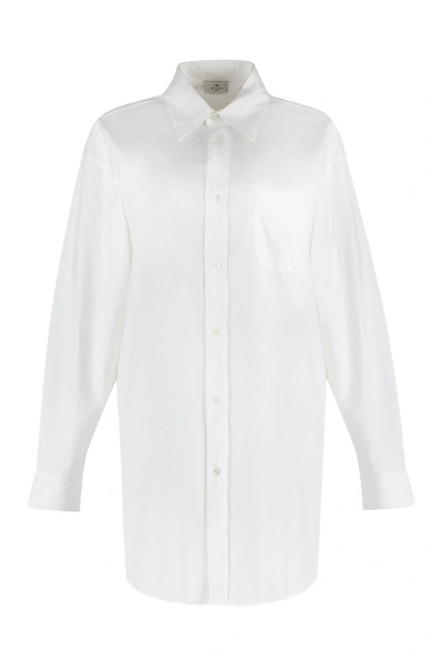Etro Cotton Shirt With Pegasus In White
