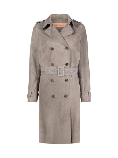 Giorgio.brato Double Breasted Trench Coat Clothing In Grey