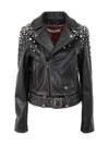 Golden Goose Leather Biker Jacket In Black
