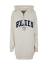 Golden Goose White Sweatshirt Dress With Hood And Golden Patch In White
