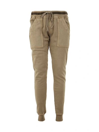 Greg Lauren Drawstring Tapered Track Pants In Green