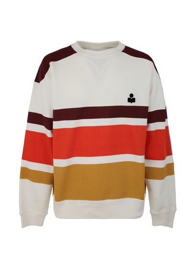 Isabel Marant Logo-flocked Striped Cotton-blend Jersey Sweatshirt In Red