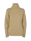 Jil Sander Chunky Knit High Neck Sweater In Brown