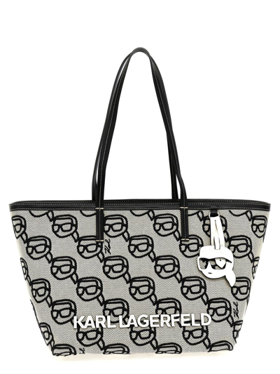 Karl Lagerfeld Ikonik 2.0 Shopping Bag In White/black