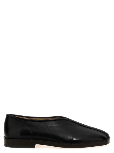 Lemaire Square-toe Leather Loafers In Black