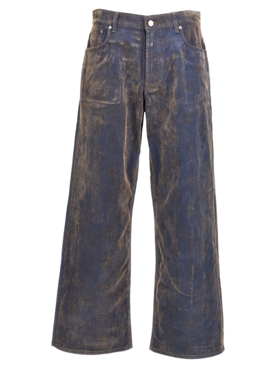 Mcm Wide-leg Distressed Jeans With Front And Back Pockets In Azul