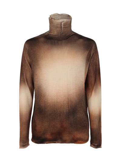 Md75 Meshed Turtleneck In Brown