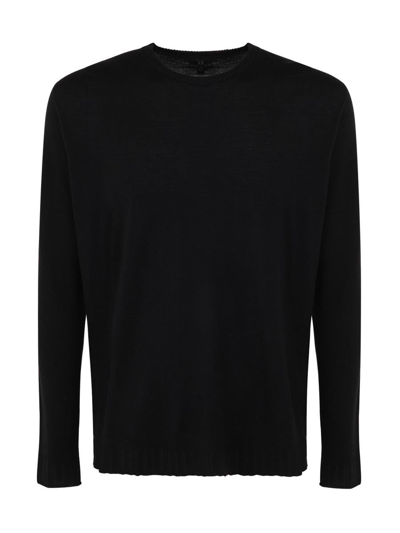 Md75 Wool Round Neck Pullover In Black