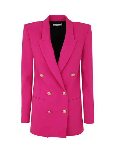 Nina 14.7 Triple Crepe Buttoned Double Breasted Jacket In Pink