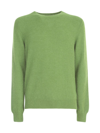 Original Vintage Style Alpaca Polyamide Sweater Crew Neck Clothing In Green