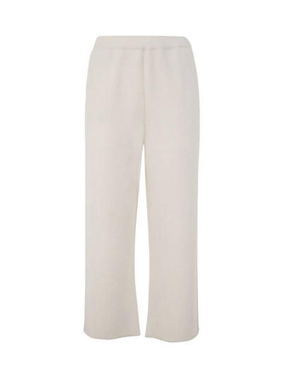 Oyuna Knitted Jacquard Cropped Trousers In White