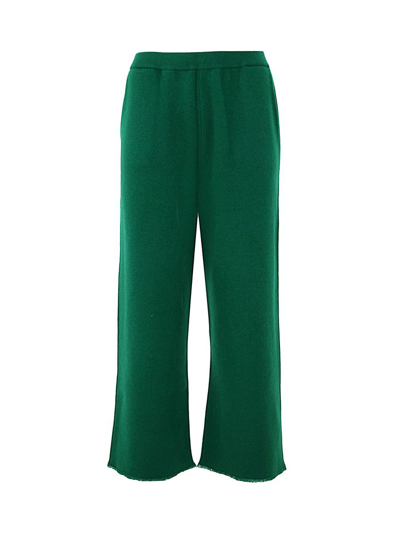 Oyuna Knitted Jacquard Cropped Trousers In Green