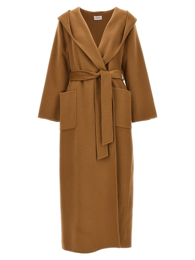 P.a.r.o.s.h. Long Belted Coat In Beis