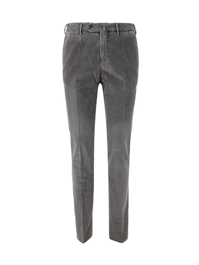 Pt01 Flat Front Trousers With Diagonal Pockets In Grey