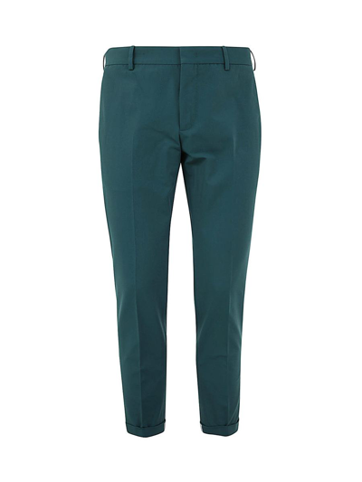 Pt01 Flat Front Trousers With Ergonomic Pockets In Green